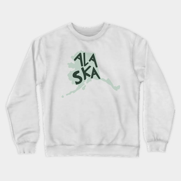 Alaska Doodle Letters Map Outline- green Crewneck Sweatshirt by emilystp23